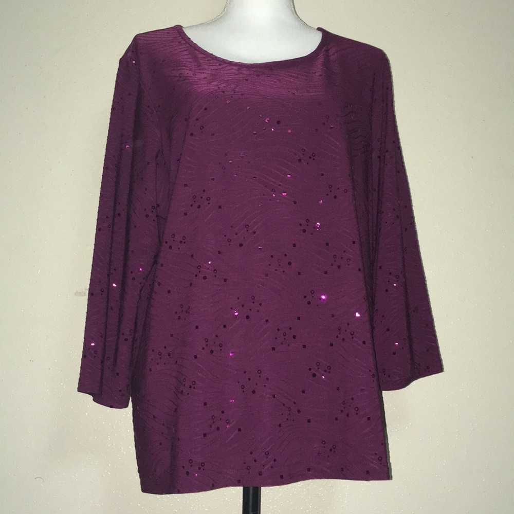 Women’s JM Collection Purple Sequin Top